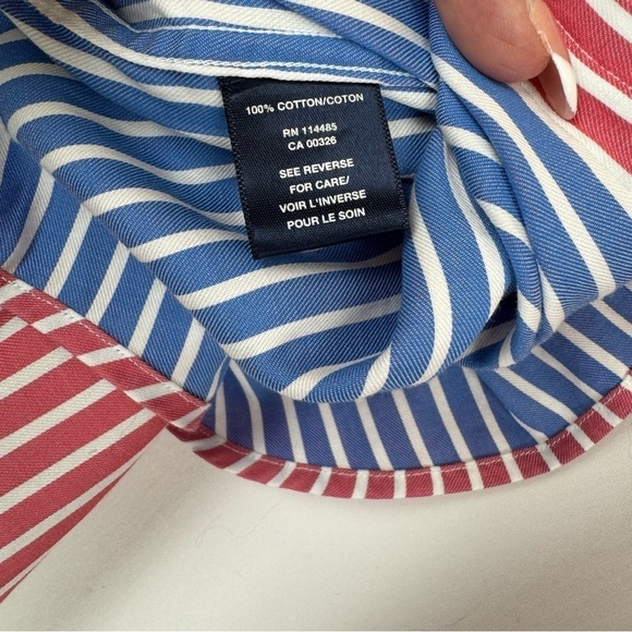 Lincs - David Chu - Red, White, and Blue Striped Button-Up Shirt - Size S - Picture 7 of 8